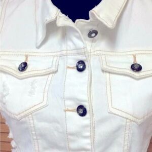 NEW Sz M Rue21 USA Flag Distressed Denim Vest